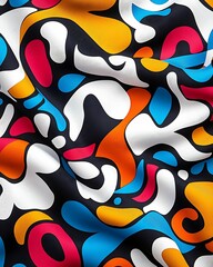 Vibrant abstract patterns exploring the dynamic fusion of colors and shapes in modern textile design