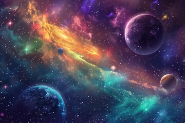 Obraz premium Colorful Space Stars and Planets