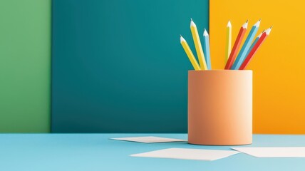 Close-up of conference badges and lanyards placed on a registration table, soft vibrant colors, Conference registration desk, Professional networking event