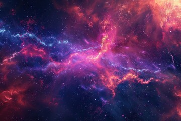Glowing Nebula and Stars in Deep Space