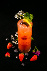 tropical cocktail with strawberry