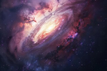 Majestically spiraling galaxy in the deep cosmos, filled with vibrant colors and shining stars.