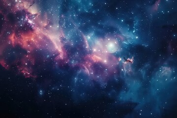 Glowing Nebula and Stars in the Cosmos
