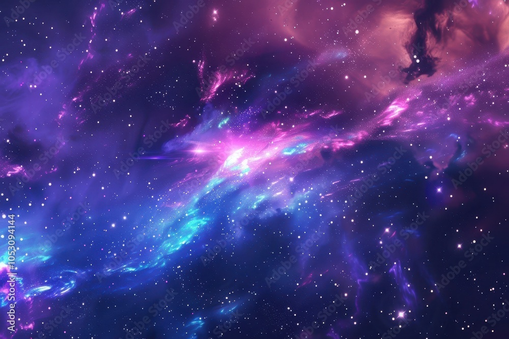 Wall mural glowing gaseous nebula and stars in deep space