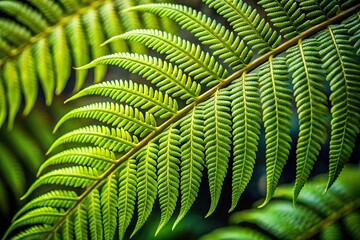 A close-up shot of a large fern frond with intricate details, forest botany, ferns, nature, fern species