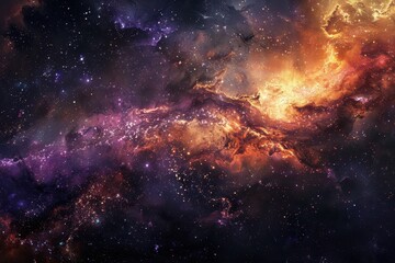 Glowing Nebula and Stars in the Cosmos