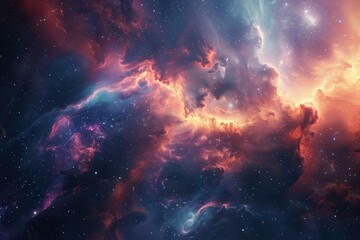 Breathtaking Space Nebula with Vibrant Colors and Glowing Stars