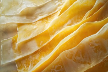 Close-up Abstract of Layers of Yellow and White Substance
