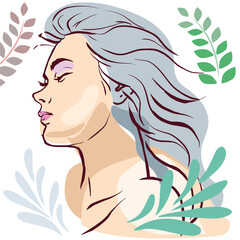 Line drawing woman. Modern Minimalist Style. Vector Illustration For Posters, t-shirts prints