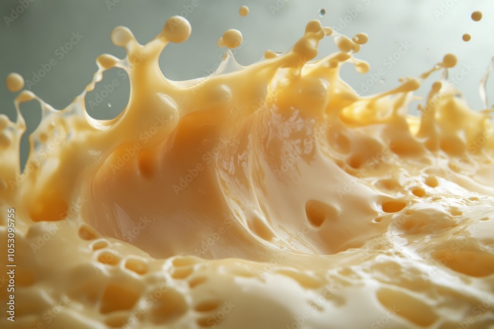 Canvas Prints A Close-Up View of a Creamy Yellow Liquid Splash