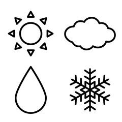 シンプルな天気マークのアイコンイラストセット