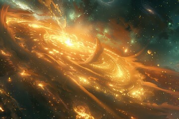 Glowing Nebula and Gaseous Space Clouds