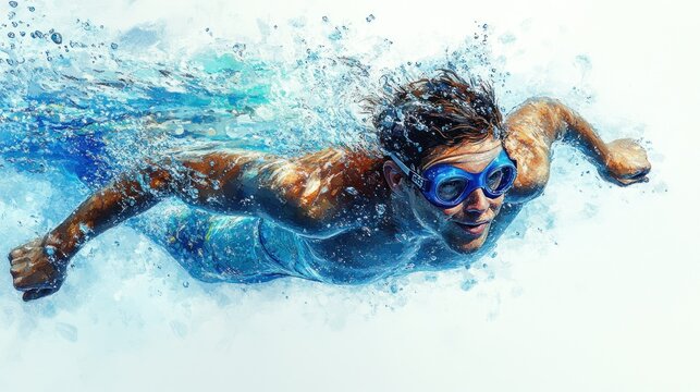 A swimmer in motion, showcasing athleticism and water dynamics.