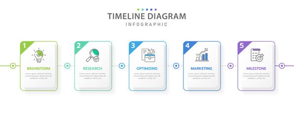 Infographic template for business concept. 5 Steps Modern Timeline diagram with arrow and topic, presentation vector infographic timeline design layout.