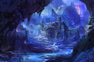 Frozen Fortress in a Mystical Cave