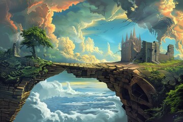 A Crumbling Bridge Over a Sea of Clouds