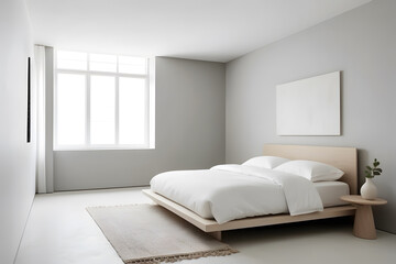 A minimalist modernized white decorated bedroom design