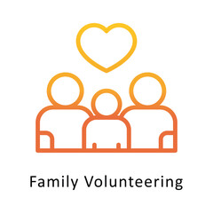 Family Volunteering vector Outline Gradient Design icon. Volunteering Symbol on White background EPS 10 File