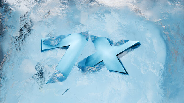 7x number 3d cartoon in ice cube winter frost 