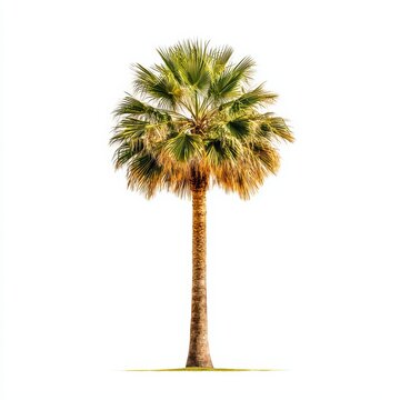 recommend clip art: Tall, vibrant palm tree with green fronds against a white isolated background.