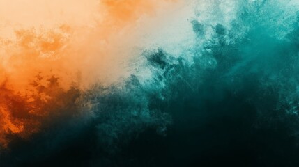 Fototapeta premium Teal orange black color gradient background, grainy texture effect, poster banner landing page backdrop design.