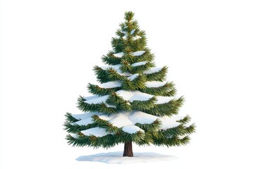 Obraz premium A beautiful evergreen tree with snow-covered branches, perfect for winter scenes and holiday decor.