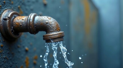 Emergency water damage repair scenario, background, showcasing a high-pressure burst of water erupting from a ruptured pipe, symbolizing the urgency of plumbing issues. Wallpaper