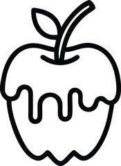 Minimalist line art of ice-apple, Simple black and white line art illustration of ice-apple with leaf, designed in a clean and minimalist style, vector illustration.