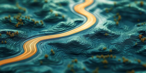 Abstract winding road map, minimal design, clear path illustration, modern aesthetic, simplified navigation concept