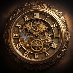 Fototapeta premium antique clock with gold