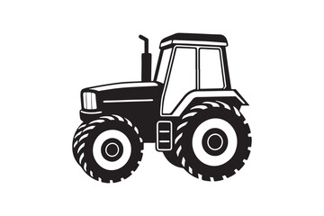 High-Quality Tractor  Silhouette Vector Illustration, Tractor  Silhouette