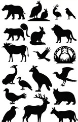 set of animals silhouettes