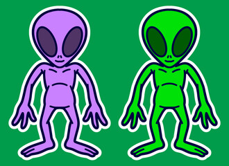 Cute Alien Doodle Sticker Illustration