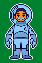 Boy Kid Astronaut Doodle Sticker Illustration