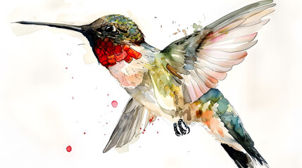 Hummingbird watercolor painting