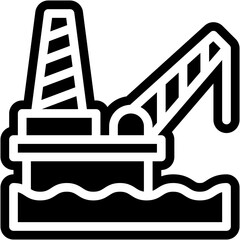Vector Icon Sea Mining, Oil Platform, Industrial, Petroleum, Industry, Machine, Oil Rig