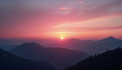 Obraz premium Breathtaking Sunset Over Mountains