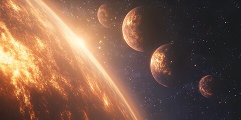 Panoramic View of Synchronized Planetary Bodies in Cosmic Landscape