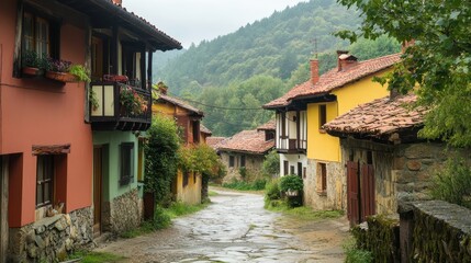 Obraz premium A small, tranquil town that is still an undiscovered gem, with tourists admiring its charm.