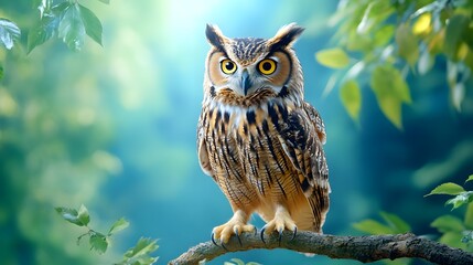 Obraz premium Majestic owl perched in nature's embrace