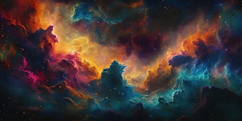Fototapeta premium A vibrant nebula with swirling clouds of color