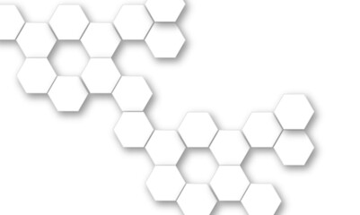 Vector technology background with hexagon concept design. Embossed Hexagon , honeycomb white shadow. Luxury White 3D futuristic honeycomb mosaic white background.