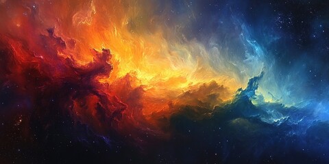 Fototapeta premium A vibrant nebula with swirling clouds of color