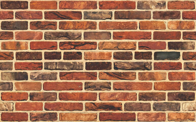 Obraz premium brick wall pattern with red bricks and natural mortar lines