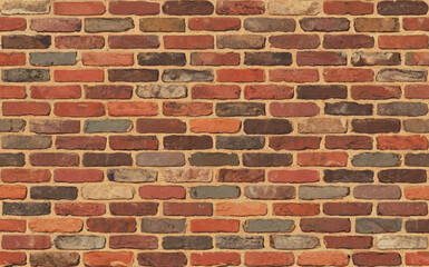 Fototapeta premium brick wall pattern with red bricks and natural mortar lines
