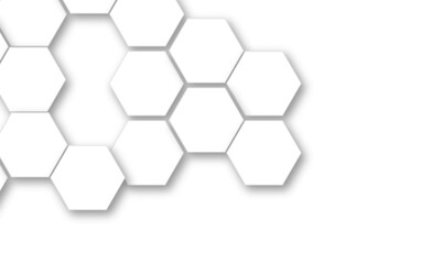 Abstract white hexagonal geometric background with shadow. Luxury white 3D futuristic honeycomb mosaic white background. Abstract white lines background. Vector Illustration.