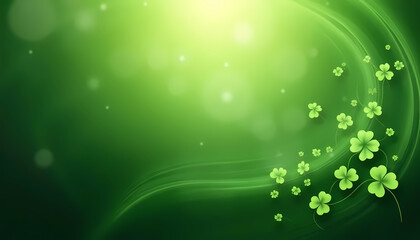 Vibrant green background with shamrocks for Saint Patrick's Day celebration