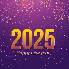 Stylish 2025 New Year Social Media Card with fireworks