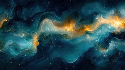 Obraz premium Abstract Cosmic Swirls with Golden Accents