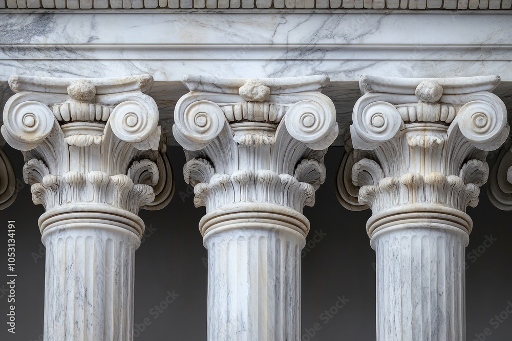 Wall mural row of ionic columns supporting marble entablature